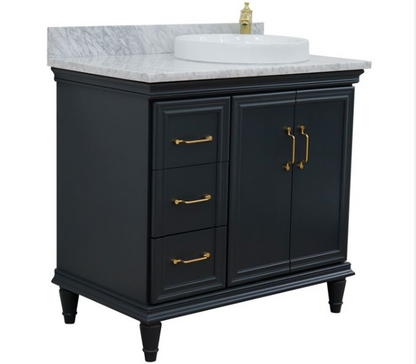 Bellaterra Dark Gray 37" Single Vanity w/ Counter Top and Right Sink-Right Door 400800-37R-DG