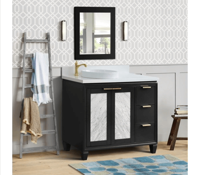 Bellaterra Dark Gray 43" Single Vanity w/ Counter Top and Left Sink-Left Door 400990-43L-DG