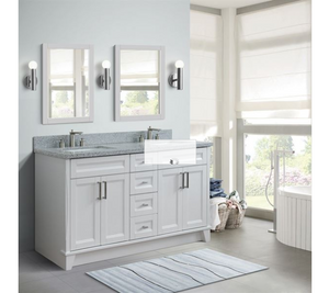 Bellaterra Terni White 61" Wood Double Vanity w/ Counter Top and Sink 400700-61D-WH