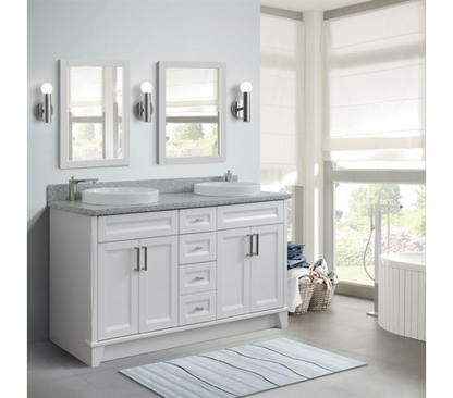 Bellaterra Terni White 61" Wood Double Vanity w/ Counter Top and Sink 400700-61D-WH