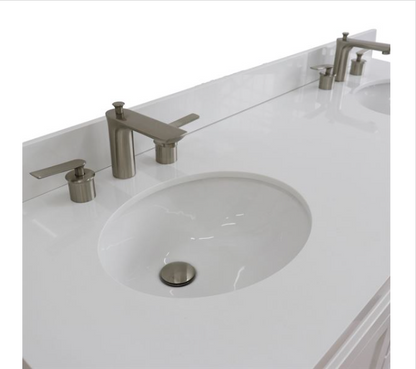 Bellaterra Terni White 61" Wood Double Vanity w/ Counter Top and Sink 400700-61D-WH