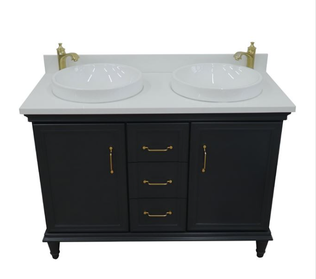 Bellaterra Forli Dark Gray 49" Double Vanity, White Counter Top Round Sink