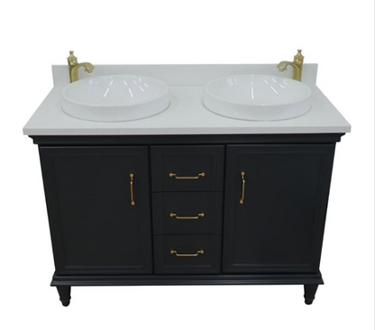 Bellaterra Forli Dark Gray 49" Double Vanity, White Counter Top Round Sink