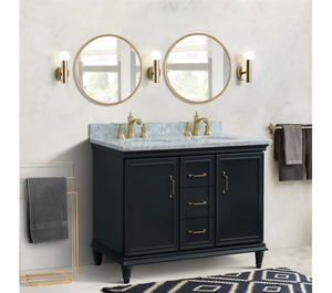 Bellaterra Forli Dark Gray 49" Double Vanity,  White Marble Counter Top Oval Sink