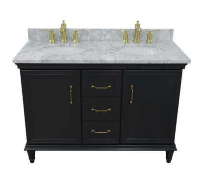 Bellaterra Forli Dark Gray 49" Double Vanity,  White Marble Counter Top Oval Sink