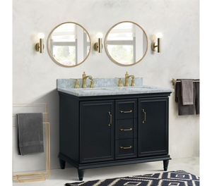 Bellaterra Forli Dark Gray 49" Double Vanity,  White Marble Counter Top Rectangle Sink