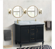 Load image into Gallery viewer, Bellaterra Forli Dark Gray 49&quot; Double Vanity,  White Marble Counter Top Round Sink