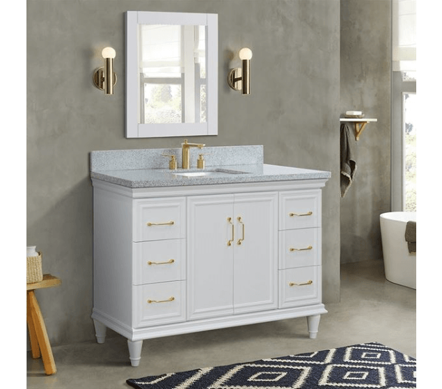 Bellaterra Forli White 49" Single Vanity Gray Top Rectangle Sink  400800-49S-WH