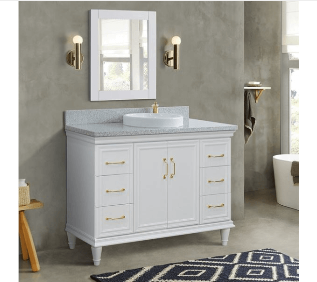 Bellaterra Forli White 49" Single Vanity Gray Top round Sink  400800-49S-WH