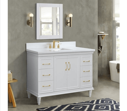 Bellaterra Forli White 49" Single Vanity White Quartz Top Rectangle Sink  400800-49S-WH