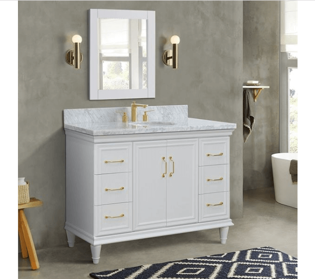 Bellaterra Forli White 49" Single Vanity White Cararra marble Top Oval Sink  400800-49S-WH