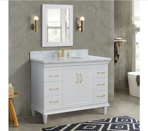 Bellaterra Forli White 49" Single Vanity White Cararra marble Top Oval Sink  400800-49S-WH