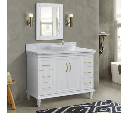 Bellaterra Forli White 49" Single Vanity White Cararra marble Top round Sink  400800-49S-WH