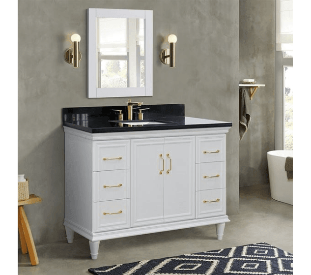 Bellaterra Forli White 49" Single Vanity Black Top rectangle Sink  400800-49S-WH
