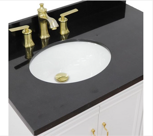 Bellaterra White 37" Single Vanity Black Top and Left Oval Sink Door 