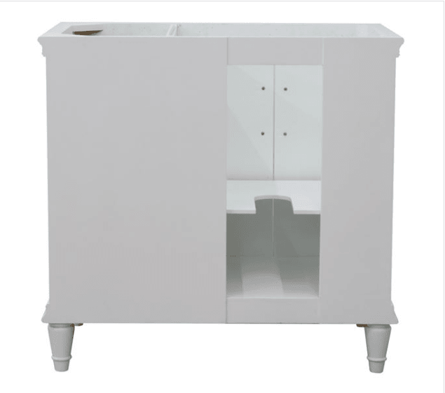 Bellaterra White 37" Single Vanity Black Top and Left Oval Sink Door 