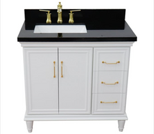 Load image into Gallery viewer, Bellaterra White 37&quot; Single Vanity Black Top and Left Rectangle Sink Door 