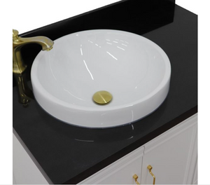 Bellaterra White 37" Single Vanity Black Top and Left round  Sink Door 