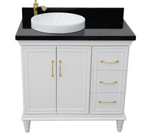 Load image into Gallery viewer, Bellaterra White 37&quot; Single Vanity Black Top and Left round  Sink Door 