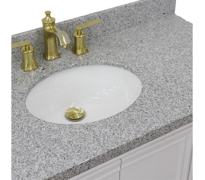 Bellaterra White 37" Single Vanity Gray Top and Left Oval Sink Door 