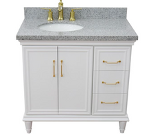 Load image into Gallery viewer, Bellaterra White 37&quot; Single Vanity Gray Top and Left Oval Sink Door 