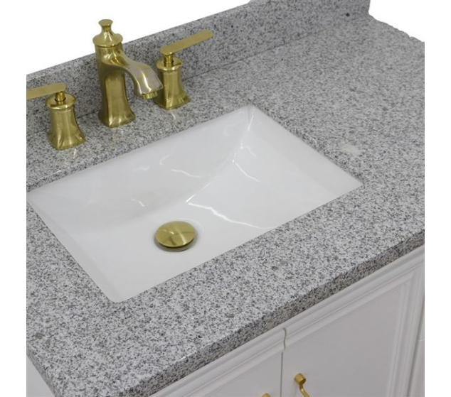 Bellaterra White 37" Single Vanity Gray Top and Left Rectangle Sink Door 