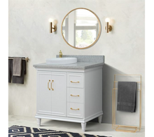 Load image into Gallery viewer, Bellaterra White 37&quot; Single Vanity Gray Top and Left Round Sink Door 