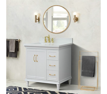 Load image into Gallery viewer, Bellaterra White 37&quot; Single Vanity White Quartz Top and Left Rectangle Sink Door 