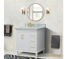 Load image into Gallery viewer, Bellaterra White 37&quot; Single Vanity White Cararra Top and Left Door RectangleSink 