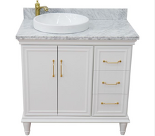 Load image into Gallery viewer, Bellaterra White 37&quot; Single Vanity White Cararra Top and Left Door Round Sink 