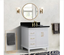 Load image into Gallery viewer, Bellaterra White 37&quot; Single Vanity Black Top Right Door Oval Sink-400800-37R-WH