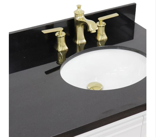 Bellaterra White 37" Single Vanity Black Top Right Door Oval Sink-400800-37R-WH