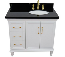 Load image into Gallery viewer, Bellaterra White 37&quot; Single Vanity Black Top Right Door Oval Sink-400800-37R-WH