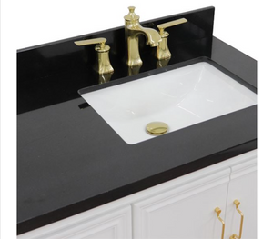 Bellaterra White 37" Single Vanity Black Top Right Door Rectangle Sink-400800-37R-WH