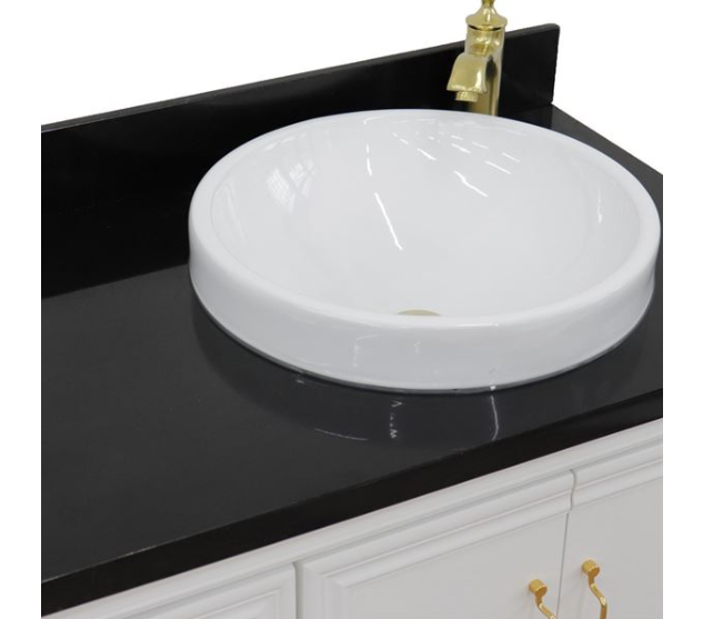 Bellaterra White 37" Single Vanity Black Top Right Door Round Sink-400800-37R-WH