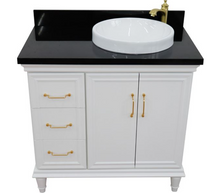 Load image into Gallery viewer, Bellaterra White 37&quot; Single Vanity Black Top Right Door Round Sink-400800-37R-WH