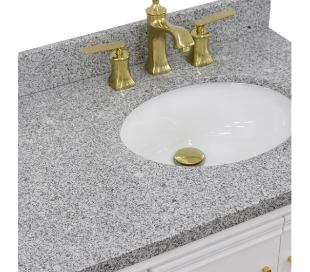 Bellaterra White 37" Single Vanity Gray Top Right Door Oval Sink-400800-37R-WH