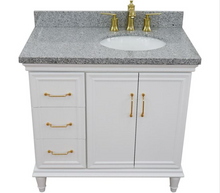 Load image into Gallery viewer, Bellaterra White 37&quot; Single Vanity Gray Top Right Door Oval Sink-400800-37R-WH