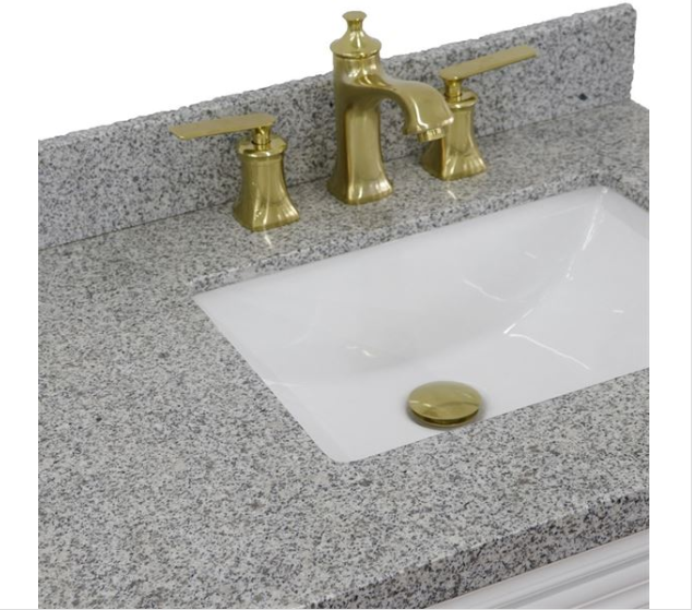 Bellaterra White 37" Single Vanity Gray Top Right Door Rectangle Sink-400800-37R-WH