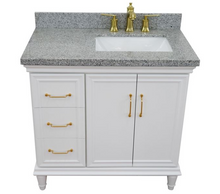 Load image into Gallery viewer, Bellaterra White 37&quot; Single Vanity Gray Top Right Door Rectangle Sink-400800-37R-WH