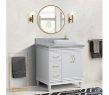 Load image into Gallery viewer, Bellaterra White 37&quot; Single Vanity Gray Top Right Door Round Sink-400800-37R-WH