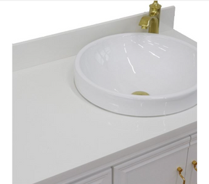 Bellaterra White 37" Single Vanity White Quartz  Top Right Door Round Sink-400800-37R-WH
