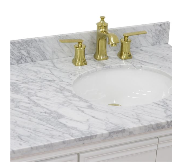 Bellaterra White 37" Single Vanity White Cararra Marble Top Right Door Oval Sink-400800-37R-WH