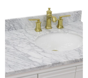 Bellaterra White 37" Single Vanity White Cararra Marble Top Right Door Oval Sink-400800-37R-WH