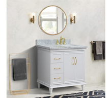 Load image into Gallery viewer, Bellaterra White 37&quot; Single Vanity White Cararra Marble Top Right Door Rectangle Sink-400800-37R-WH