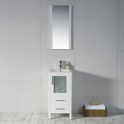 Blossom Sydney 16 Inch Vanity Base in White / Espresso / Wenge / Metal Grey. Available with Ceramic Sink / Ceramic Sink + Mirror. - The Bath Vanities