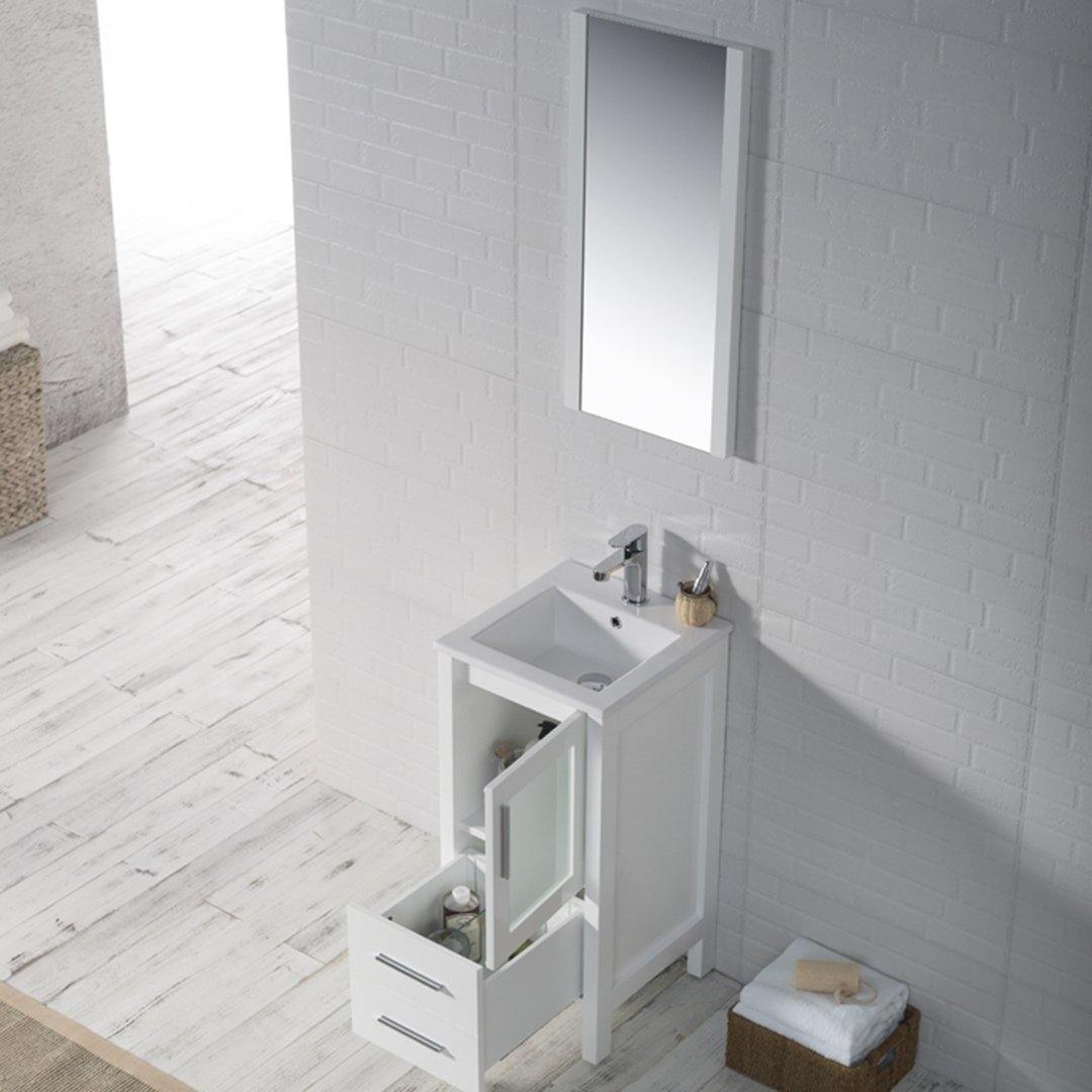 Blossom Sydney 16 Inch Vanity Base in White / Espresso / Wenge / Metal Grey. Available with Ceramic Sink / Ceramic Sink + Mirror. - The Bath Vanities