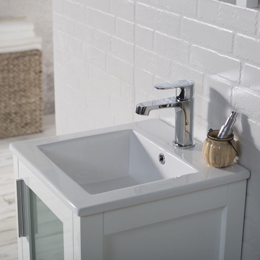 Blossom Sydney 16 Inch Vanity Base in White / Espresso / Wenge / Metal Grey. Available with Ceramic Sink / Ceramic Sink + Mirror. - The Bath Vanities