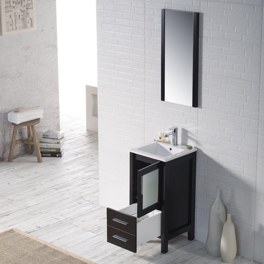 Blossom Sydney 16 Inch Vanity Base in White / Espresso / Wenge / Metal Grey. Available with Ceramic Sink / Ceramic Sink + Mirror. - The Bath Vanities