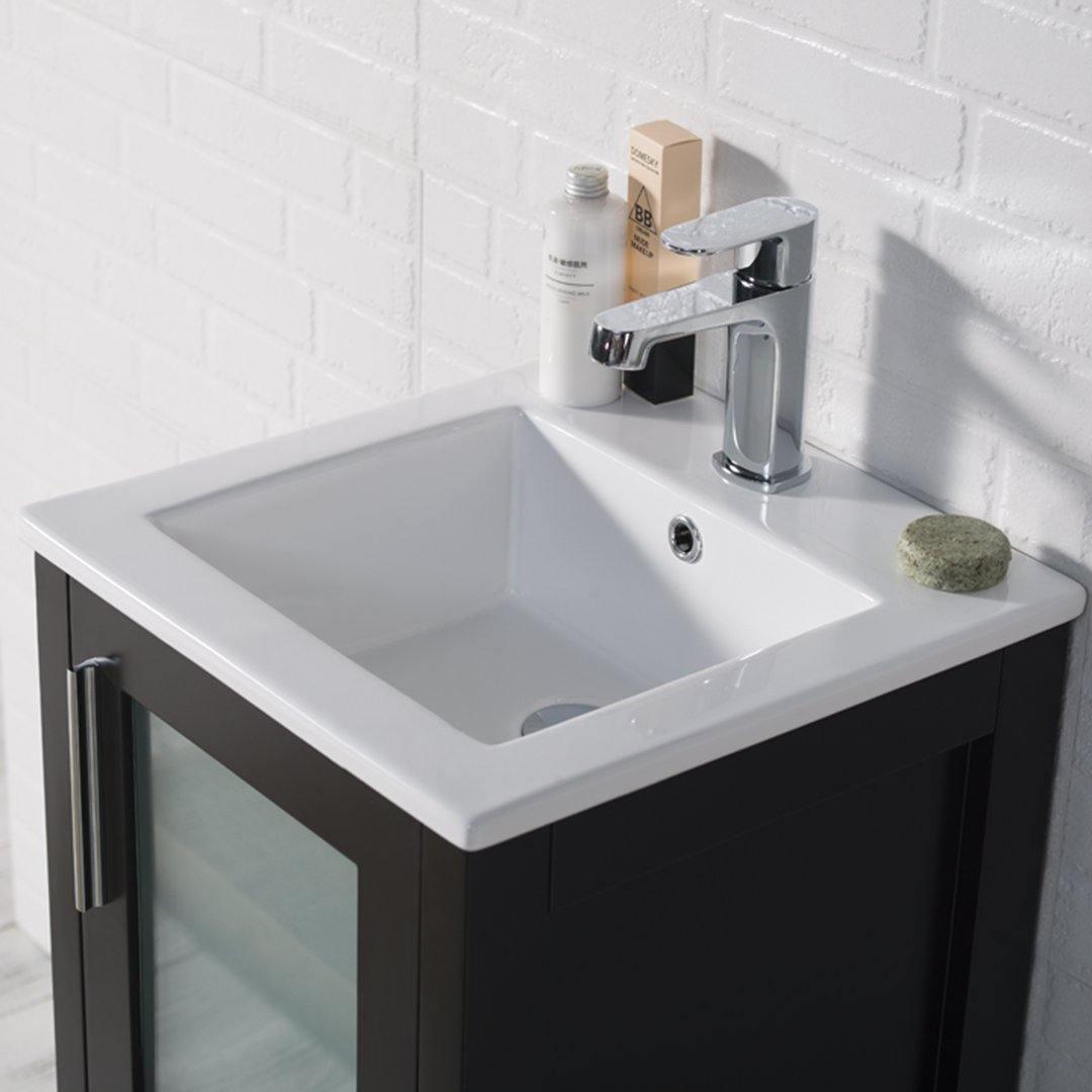 Blossom Sydney 16 Inch Vanity Base in White / Espresso / Wenge / Metal Grey. Available with Ceramic Sink / Ceramic Sink + Mirror. - The Bath Vanities